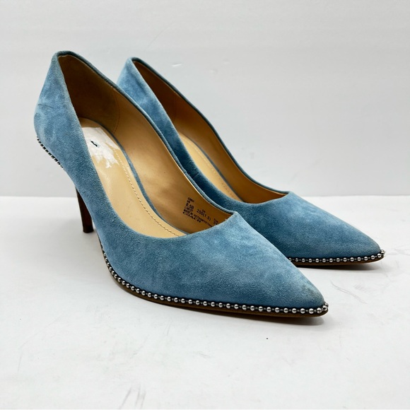 Coach Women’s Sz 8.5B Waverly Pumps in Light Blue Suede Heels Wedding Bride - Picture 2 of 16